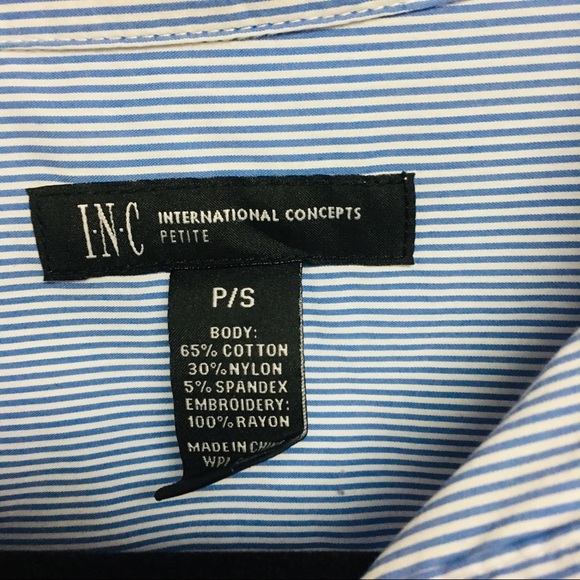 INC | Stripe Button Front Floral Embroidered Shirt - Picture 6 of 7